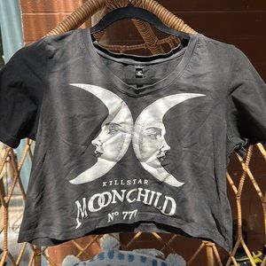KILLSTAR Moon Child Crop Black Shirt